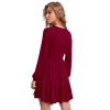Dropship Women's Knitting stretchable Solid Round Neck Full Sleeve Dress (Maroon)