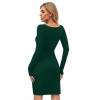 Dropship Women's Knitting stretchable Solid Round Neck Full Sleeve Dress (Green )