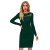 Dropship Women's Knitting stretchable Solid Round Neck Full Sleeve Dress (Green )