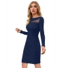 Dropship Women's Knitting stretchable Solid Round Neck Full Sleeve Dress (Blue )