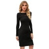 Dropship Women's Knitting stretchable Solid Round Neck Full Sleeve Dress (Black)
