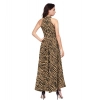 Dropship Women's Polyester Zebra Pattern Halter Neck Sleeveless Dress (Yellow)