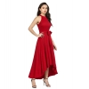 Dropship Women's Polyster Solid Halter Neck Sleeveless Dress (Red)