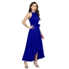 Dropship Women's Polyster Solid Halter Neck Sleeveless Dress (Royal Blue)