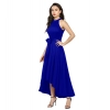 Dropship Women's Polyster Solid Halter Neck Sleeveless Dress (Royal Blue)