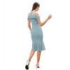 Dropship Women's Knitting stretchable Solid Round Neck Sleeveless Dress (Pista )