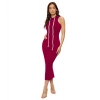 Dropship Women's Knitting stretchable Solid Round Neck Sleeveless Dress (Maroon)
