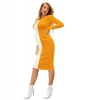 Dropship Women's Knitting stretchable Solid Round Neck Full Sleeve Dress (Yellow)