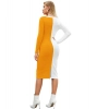 Dropship Women's Knitting stretchable Solid Round Neck Full Sleeve Dress (Yellow)