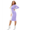 Dropship Women's Knitting stretchable Solid Round Neck Full Sleeve Dress (Purple)