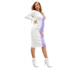 Dropship Women's Knitting stretchable Solid Round Neck Full Sleeve Dress (Purple)