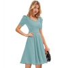 Dropship Women's Knitting stretchable Solid V Neck Cap Sleeve Dress (Pista)