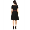 Dropship Women's Polyester Solid V Neck Cap Sleeve Dress (Black)