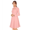 Dropship Women's Knitting stretchable Solid Round Neck Full Sleeve Dress (Peach)