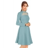 Dropship Women's Knitting stretchable Solid Round Neck Full Sleeve Dress (Pista)