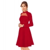 Dropship Women's Knitting stretchable Solid Round Neck Full Sleeve Dress (Red)