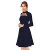 Dropship Women's Knitting stretchable Solid Round Neck Full Sleeve Dress (Blue)