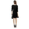 Dropship Women's Polyester Solid Collar 3-4th Dress (Black)