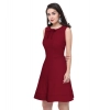 Dropship Women's Polyester Solid Round Neck Sleeveless Dress (Maroon)