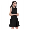 Dropship Women's Polyester Solid Round Neck Sleeveless Dress (Black)