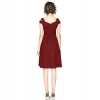 Dropship Women's Polyester Solid V Neck Cap Sleeve off Shoulder Dress (Maroon)