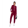 Dropship Women's Knitting stretchable Solid Hooded Neck Full Sleeve Track Suit (Maroon)