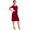 Dropship Women's Knitting stretchable Solid Round Neck Sleeveless Dress (Maroon)