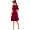 Dropship Women's Knitting stretchable Solid Round Neck Sleeveless Dress (Maroon)