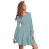 Dropship Women's Knitting stretchable Solid Round Neck Full Sleeve Dress (Pista)