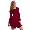 Dropship Women's Knitting stretchable Solid Round Neck Full Sleeve Dress (Maroon)
