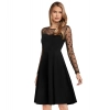 Dropship Women's Knitting stretchable Solid Round Neck Full Sleeve Dress (Black)