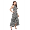 Dropship Women's Polyester Zebra Pattern Halter Neck Sleeveless Dress (White)