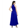 Dropship Women's Polyster Solid Halter Neck Sleeveless Dress (Royal Blue)