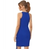 Dropship Women's Knitting stretchable Solid Round Neck Sleeveless Dress (Royal Blue)