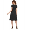 Dropship Women's Knitting stretchable Solid Round Neck Cap Sleeve Dress (Black)
