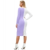 Dropship Women's Knitting stretchable Solid Round Neck Full Sleeve Dress (Purple)