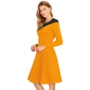 Dropship Women's Knitting stretchable Solid Round Neck Full Sleeve Dress (Yellow)