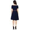 Dropship Women's Polyester Solid V Neck Cap Sleeve Dress (Blue)