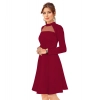 Dropship Women's Knitting stretchable Solid Round Neck Full Sleeve Dress (Maroon)