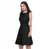 Dropship Women's Polyester Solid Round Neck Sleeveless Dress (Black)