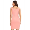 Dropship Women's Knitting stretchable Solid Round Neck Sleeveless Dress (Peach)