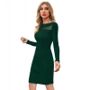 Dropship Women's Knitting stretchable Solid Round Neck Full Sleeve Dress (Green )