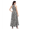 Dropship Women's Polyester Zebra Pattern Halter Neck Sleeveless Dress (White)