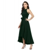 Dropship Women's Polyster Solid Halter Neck Sleeveless Dress (Green)