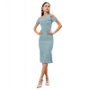 Dropship Women's Knitting stretchable Solid Round Neck Sleeveless Dress (Pista )