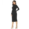 Dropship Women's Knitting stretchable Solid Round Neck Full Sleeve Dress (Black)