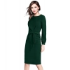 Dropship Women's Knitting stretchable Solid Round Neck Full Sleeve Dress (Green)