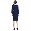 Dropship Women's Knitting stretchable Solid Round Neck Full Sleeve Dress (Blue)
