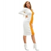 Dropship Women's Knitting stretchable Solid Round Neck Full Sleeve Dress (Yellow)