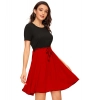 Dropship Women's Knitting stretchable Solid Round Neck Cap Sleeve Dress (Red)